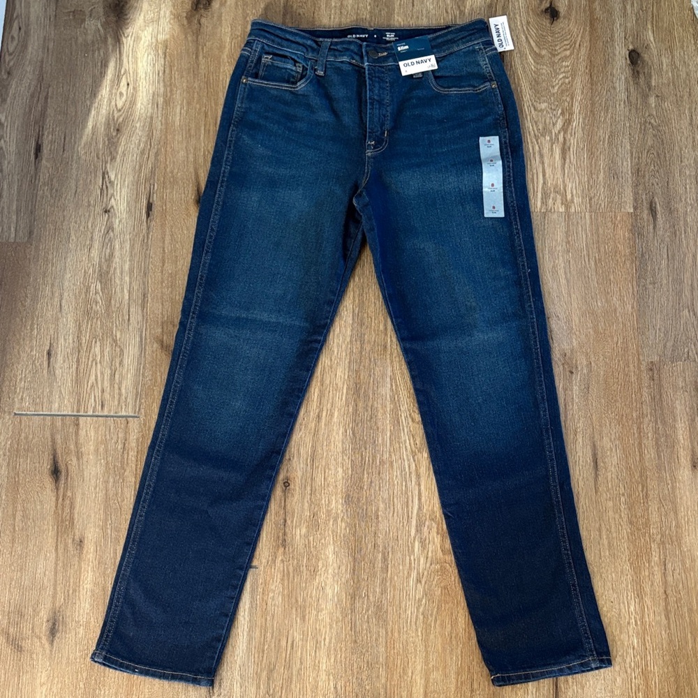 Women’s Size 8 Old Navy Deep Blue High Rise Slim Fit Jeans